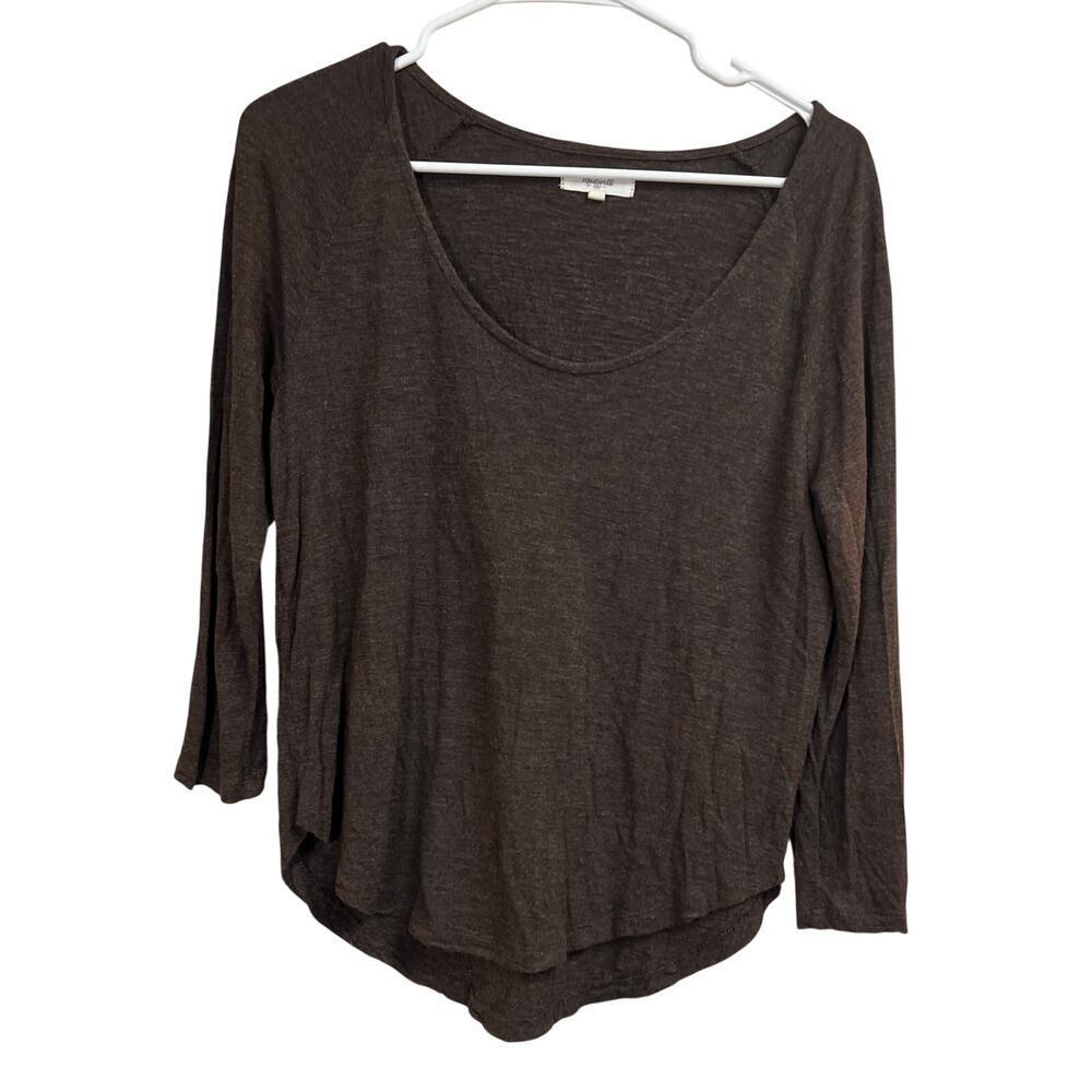 Madewell Scoop Neck Heather Brown Long Sleeve Lightweight Small